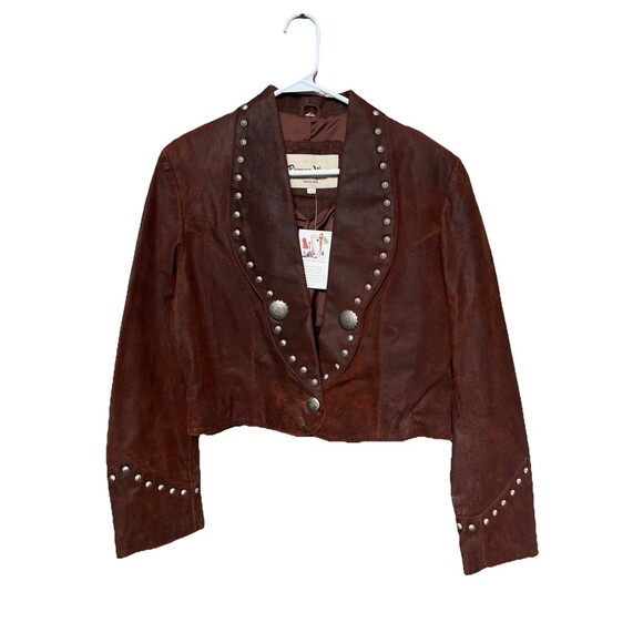 VTG Red Pioneer Wear Leather Suede Ladies Country Western Jacket Cropped SIZE L - Picture 1 of 9